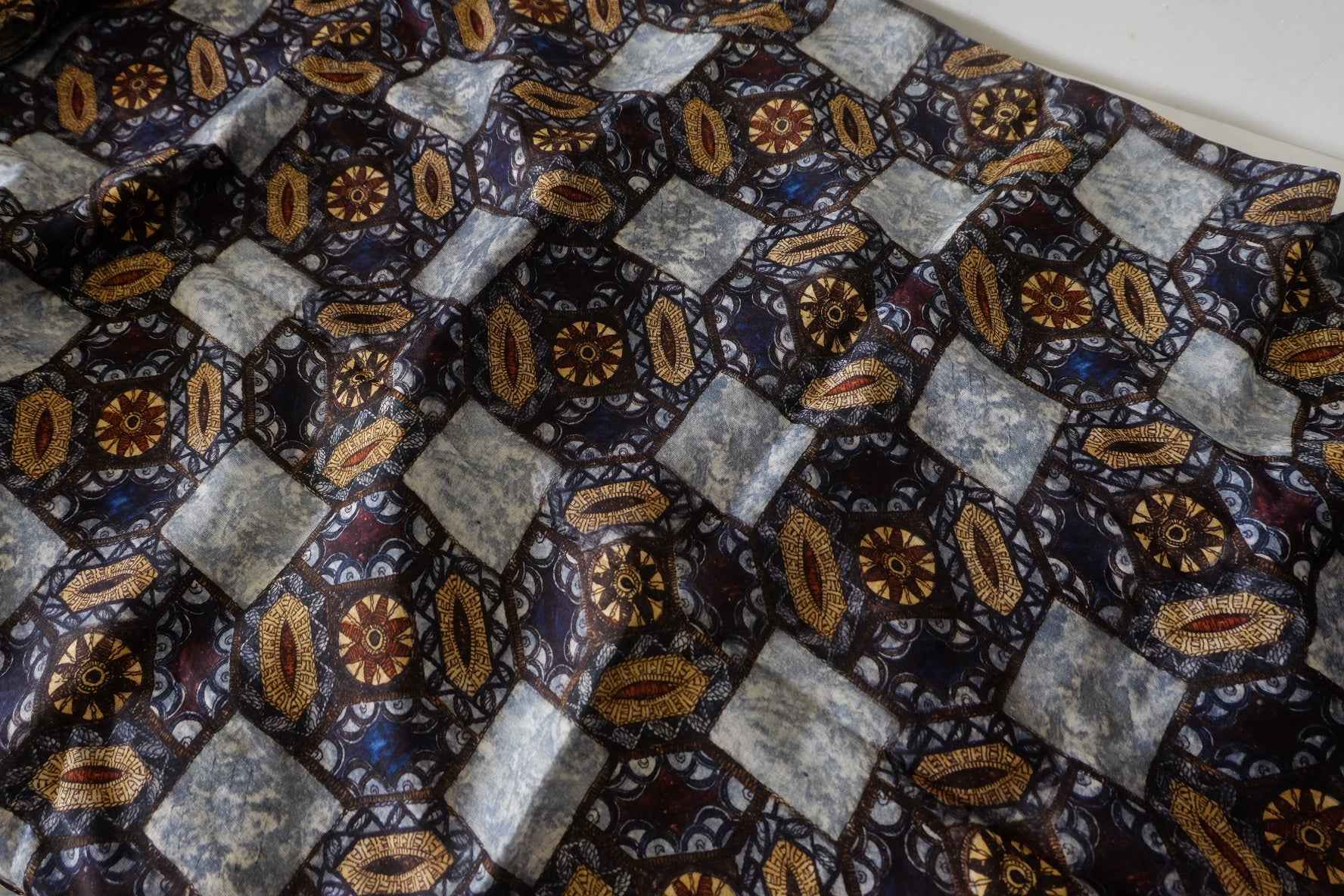 Indigo Mosaic Tencel Ramie Fabric – 3.1 yd