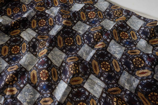 Indigo Mosaic Tencel Ramie Fabric – 3.1 yd