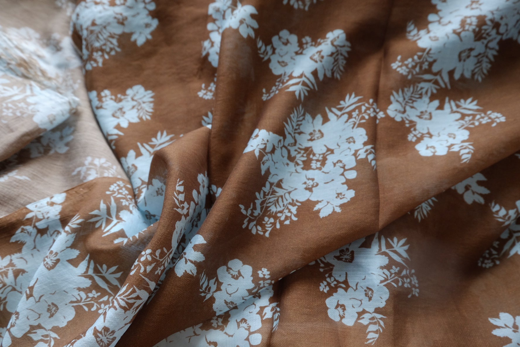 Brown Botanical Tencel Linen Blend Fabric - 2.96 yd