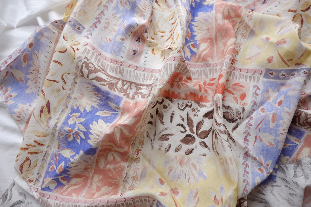 Pastel Patchwork Viscose Linen Blend – 1.6 yd