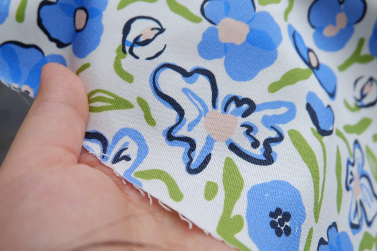 Blue Floral Cotton Twill – 2.2 yd