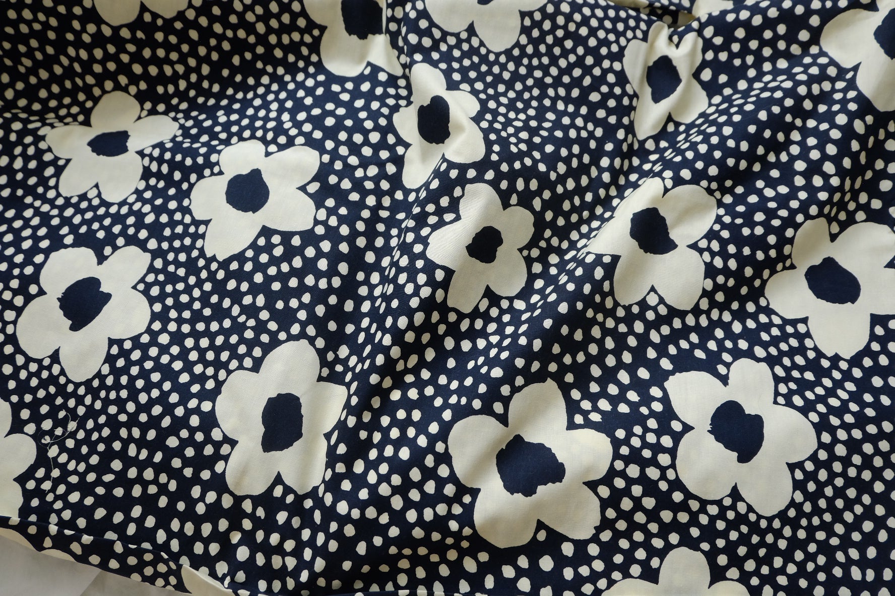 Navy Graphic Floral Cotton Poplin (2.2 Yards)