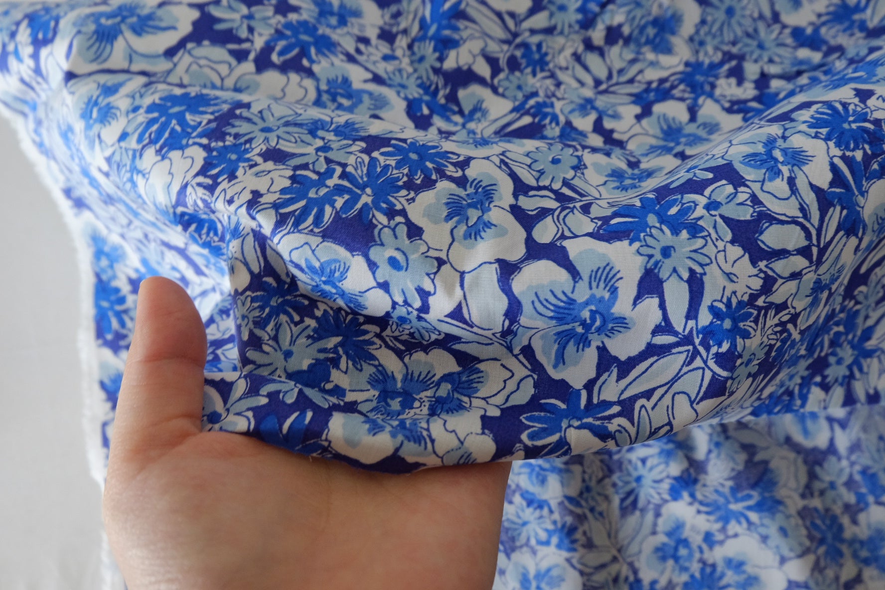 Blue Floral Cotton Poplin Fabric – 3.3 yd