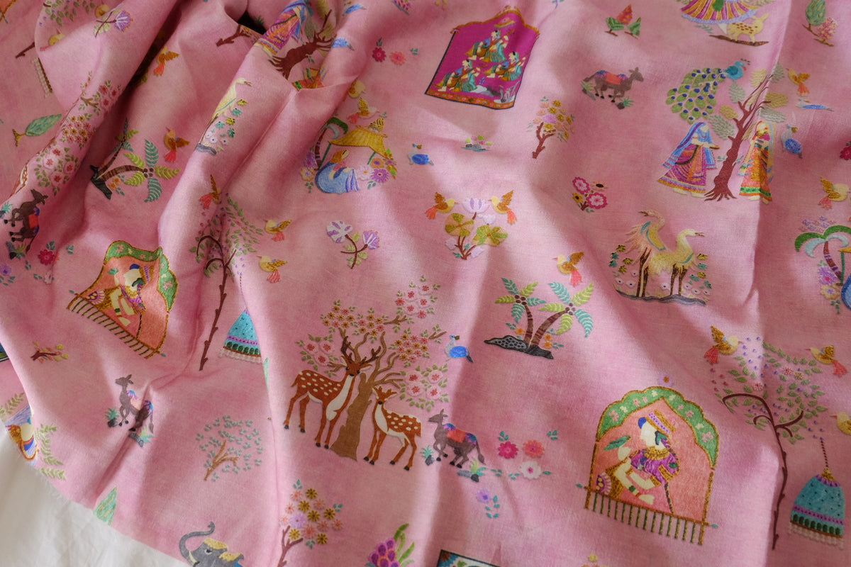 Pink Storybook Acetate Lyocell Satin – 2.2 yd