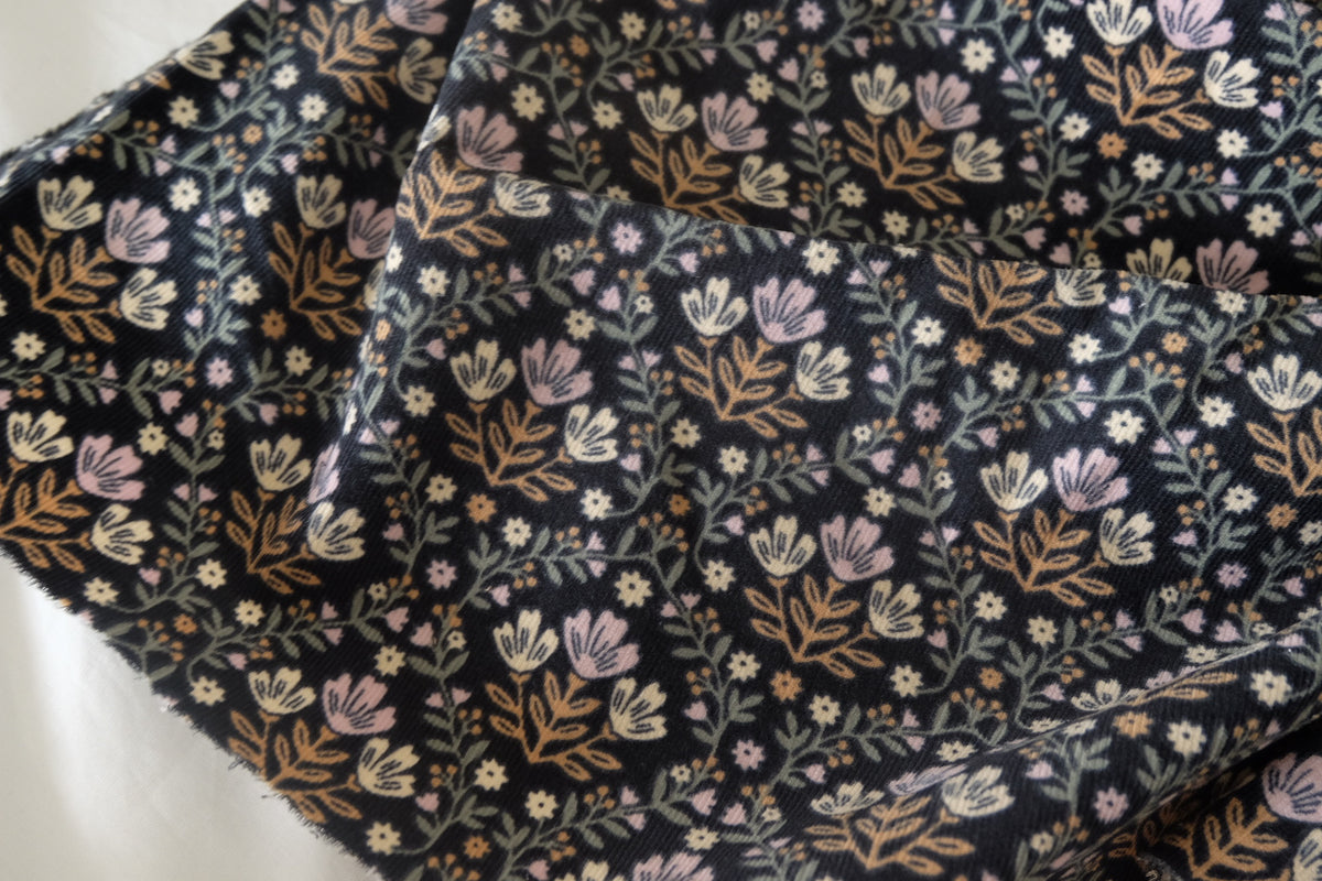 Midnight Meadow Brushed Cotton Corduroy – 2.2 yd