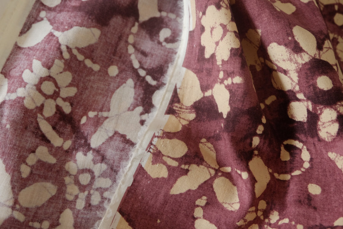 Batik Plum Floral Fine Cotton – 2.2 yd