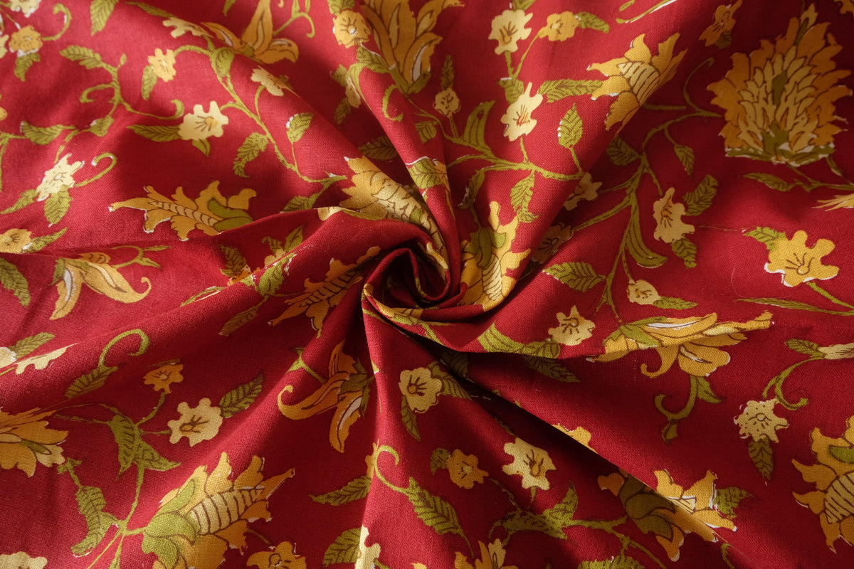 Crimson Heritage Floral Cotton Linen – 2.2 yd