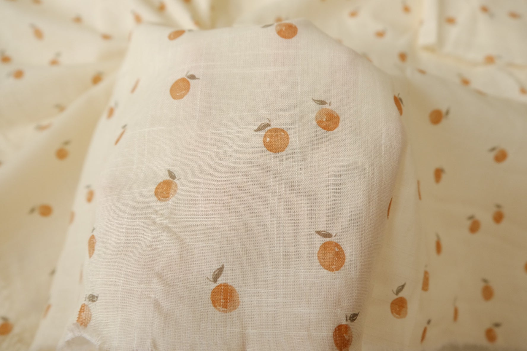 Tiny Orange Slub Cotton Linen Blend (1.6 Yards)