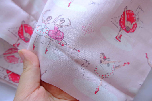 Pink Ballet Dancer Cotton Fabric - 2.19 yd