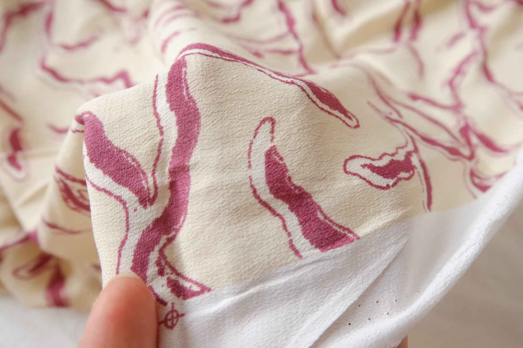 Mauve Botanical Rayon Linen-Blend Fabric - 2.19 yd