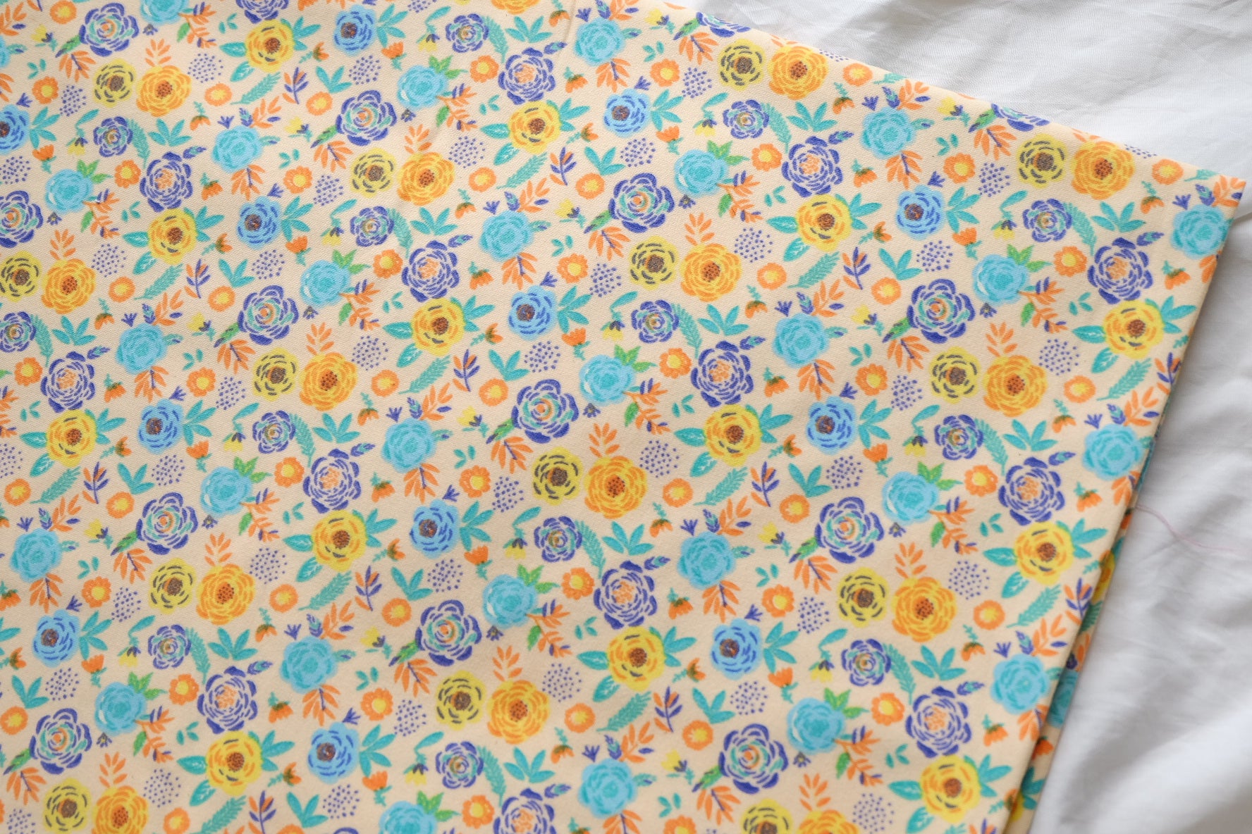 Colorful Floral Cotton Spandex Knit – 2.2 yd