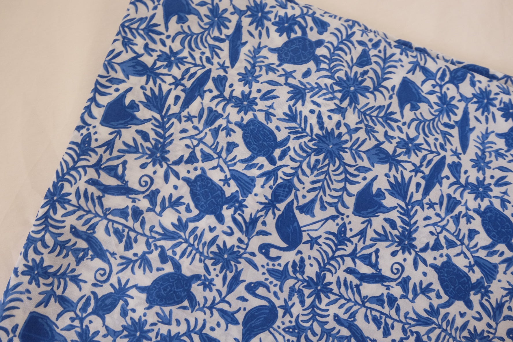Blue Botanical Sketch Cotton Fabric – 2.2 yd