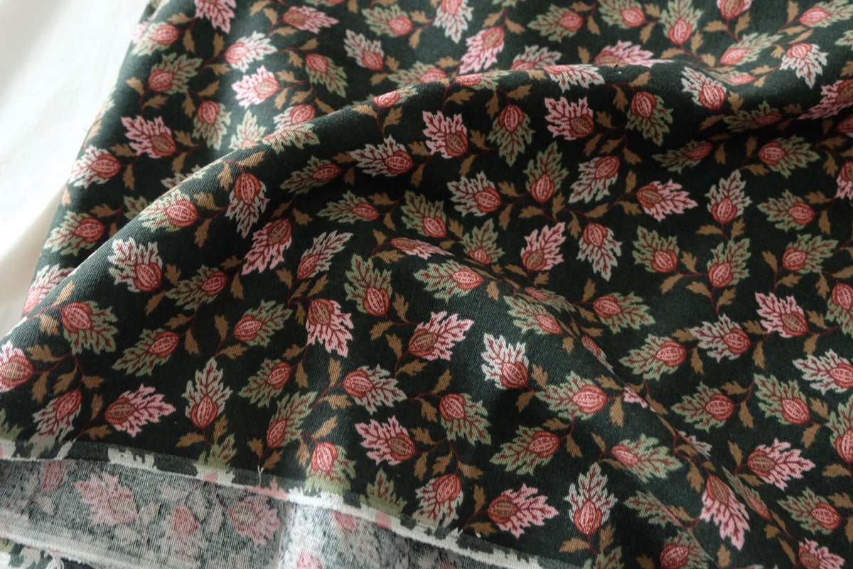 Dark Botanical Cotton Linen Twill – 2.5 yd