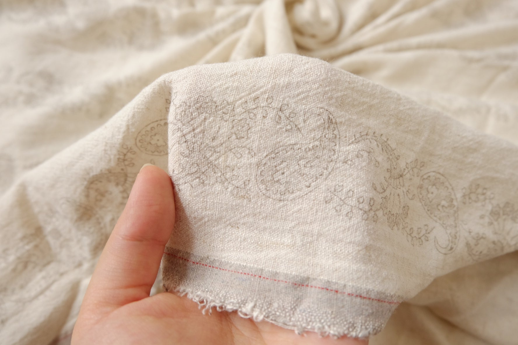 Subtle Paisley Washed Linen Fabric – Soft, Understated Summer Textile (2.19 yards)