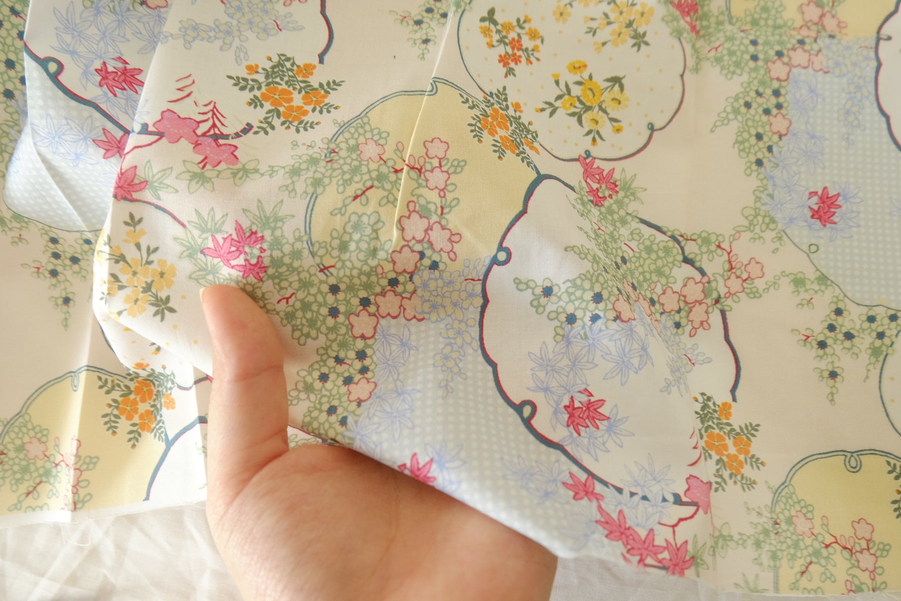 Poetic Fan Garden Print Cotton Lawn Fabric – 3.83 yd Piece