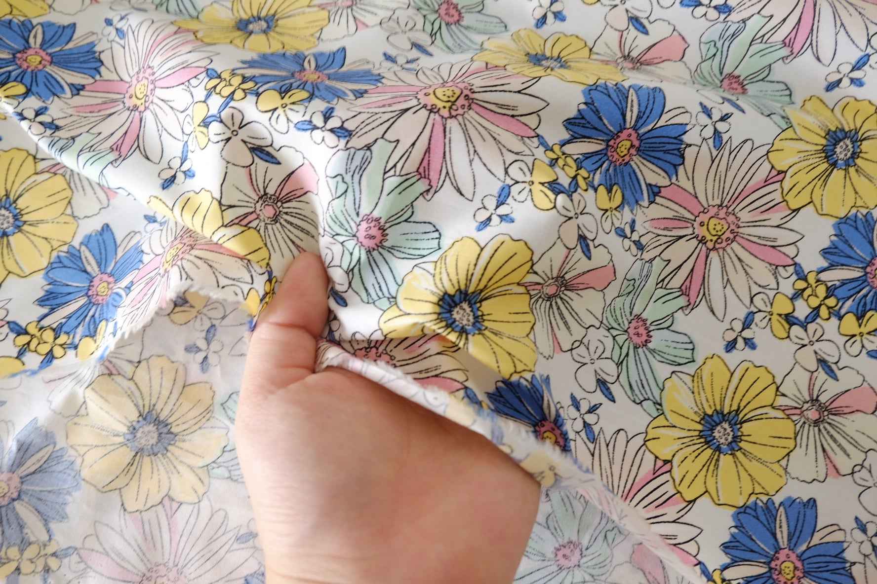 Colorful Garden Floral Cotton Lawn Fabric – 3.3 yd