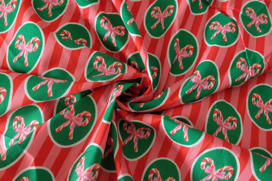 Candy Cane Holiday High-Density Cotton Poplin – 1.75 yd