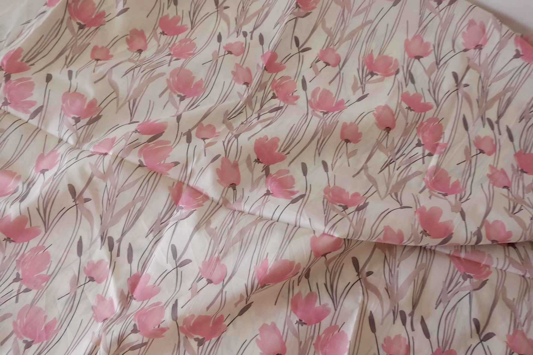 Pink Floral Cotton Lawn Fabric – 3.3 yd