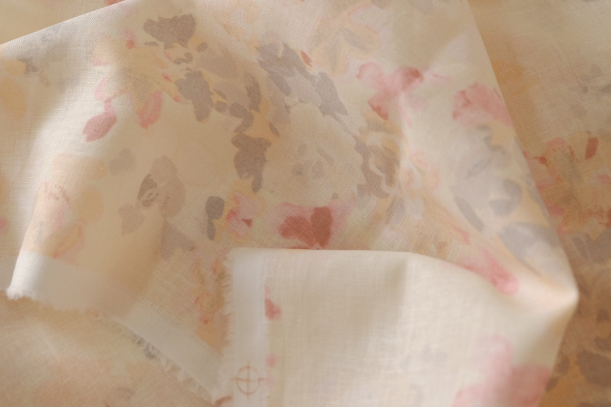 Faded Watercolor Floral Linen Cotton – 2.2 yd