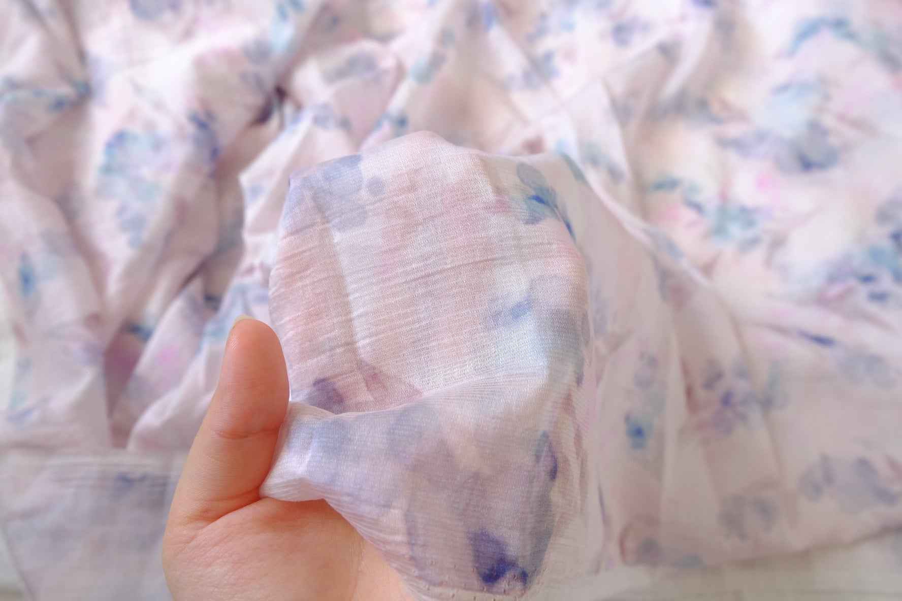 Soft Watercolor Floral Tencel Nylon Cotton Blend Fabric — 3.61 yd