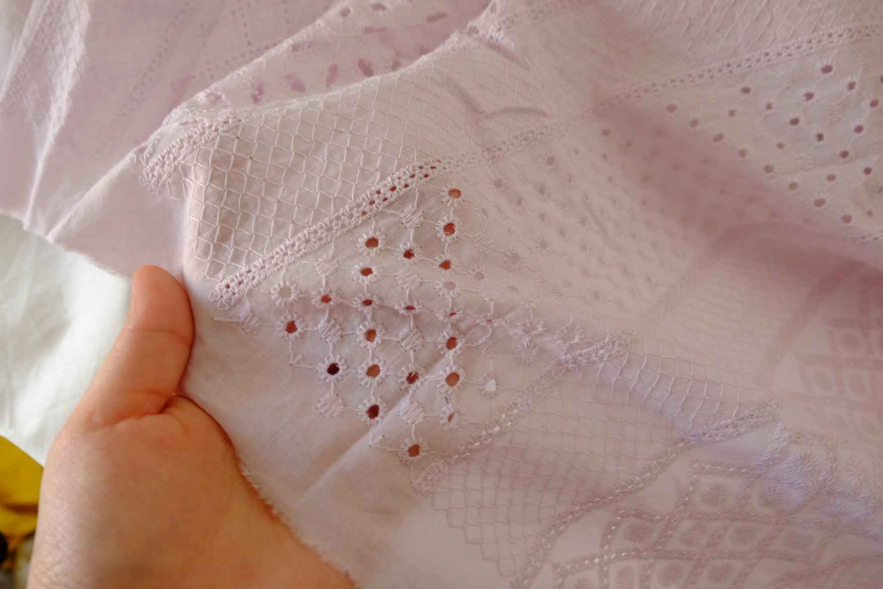 Soft Pink Cotton Eyelet Embroidery Fabric – 2.2 yd