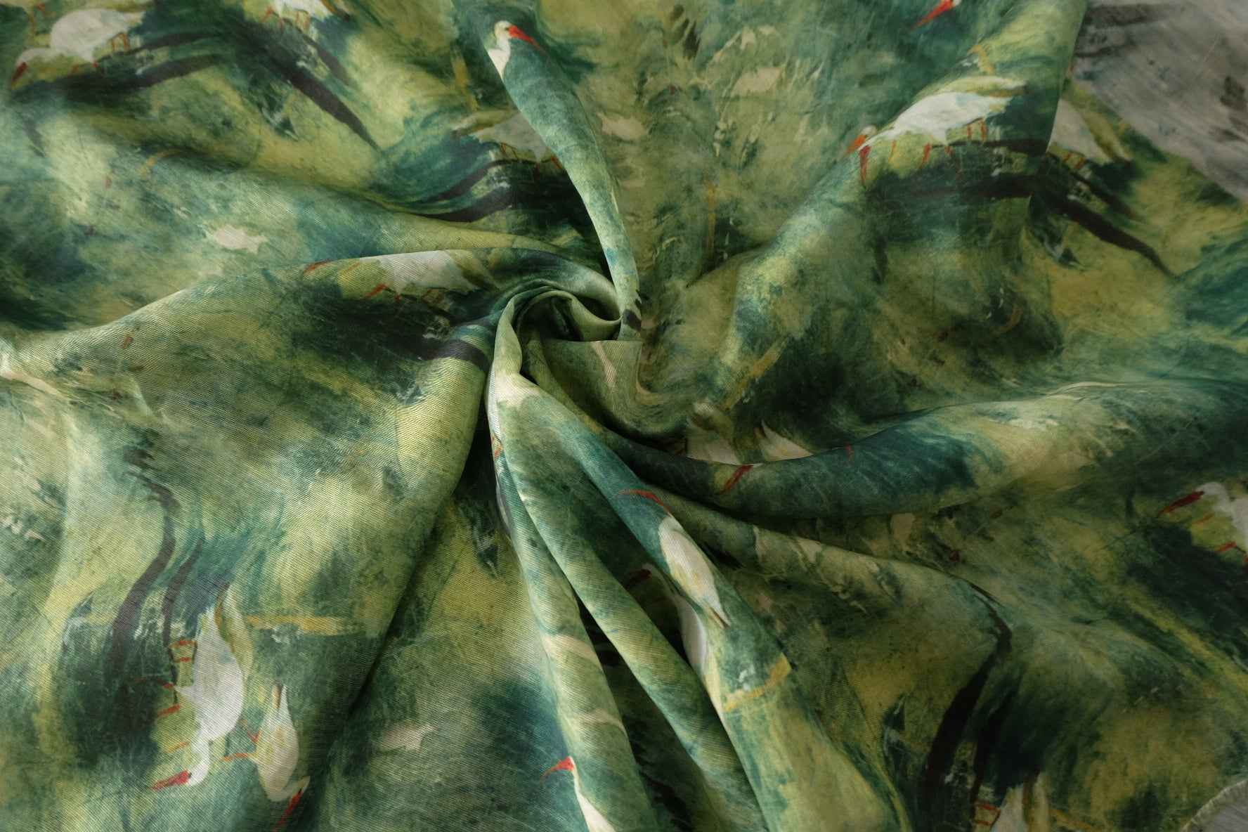 Watercolor Heron Tencel Blend Fabric – 2.2 yd