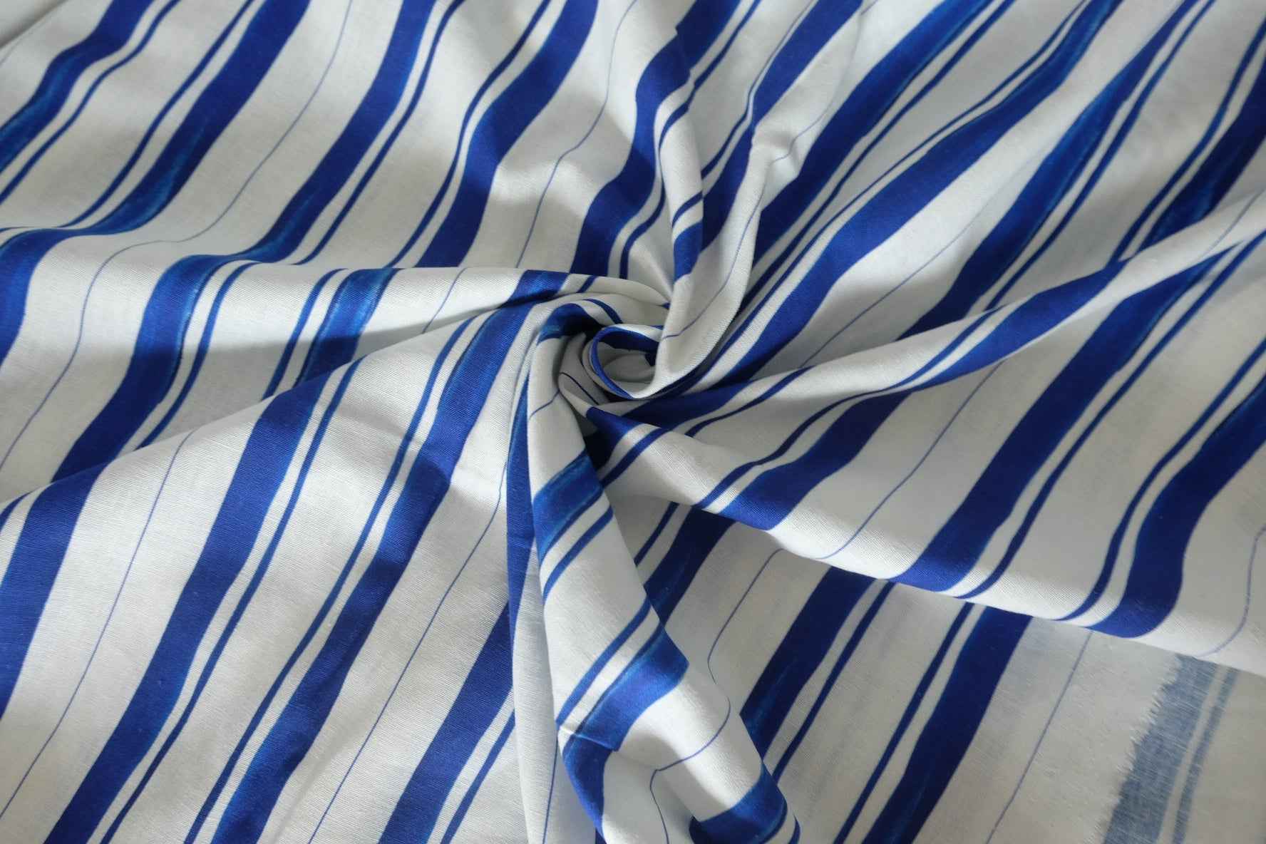 Cobalt Stripe Linen Viscose Fabric – 2.19 yd