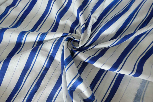 Cobalt Stripe Linen Viscose Fabric – 2.19 yd
