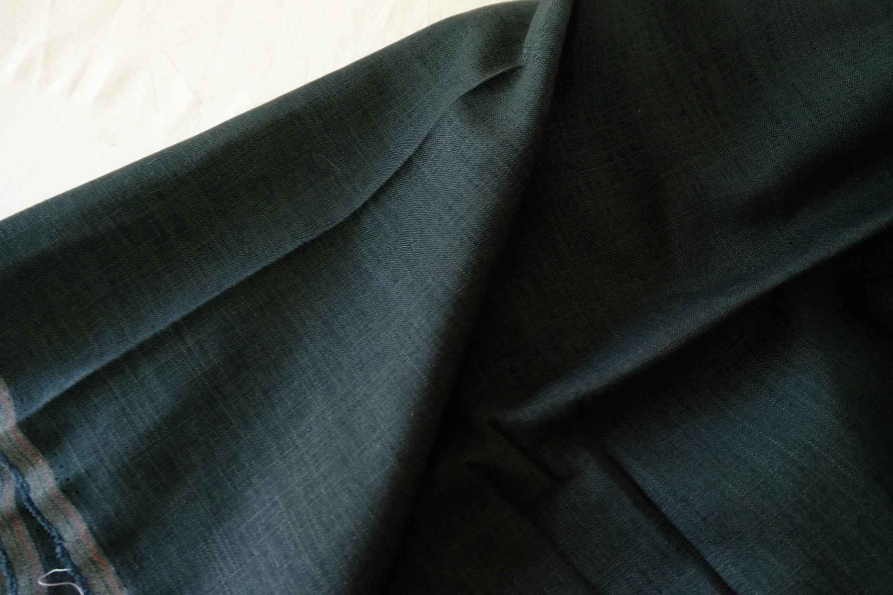 Dark Green Linen Cotton Fabric – 2.2 yd