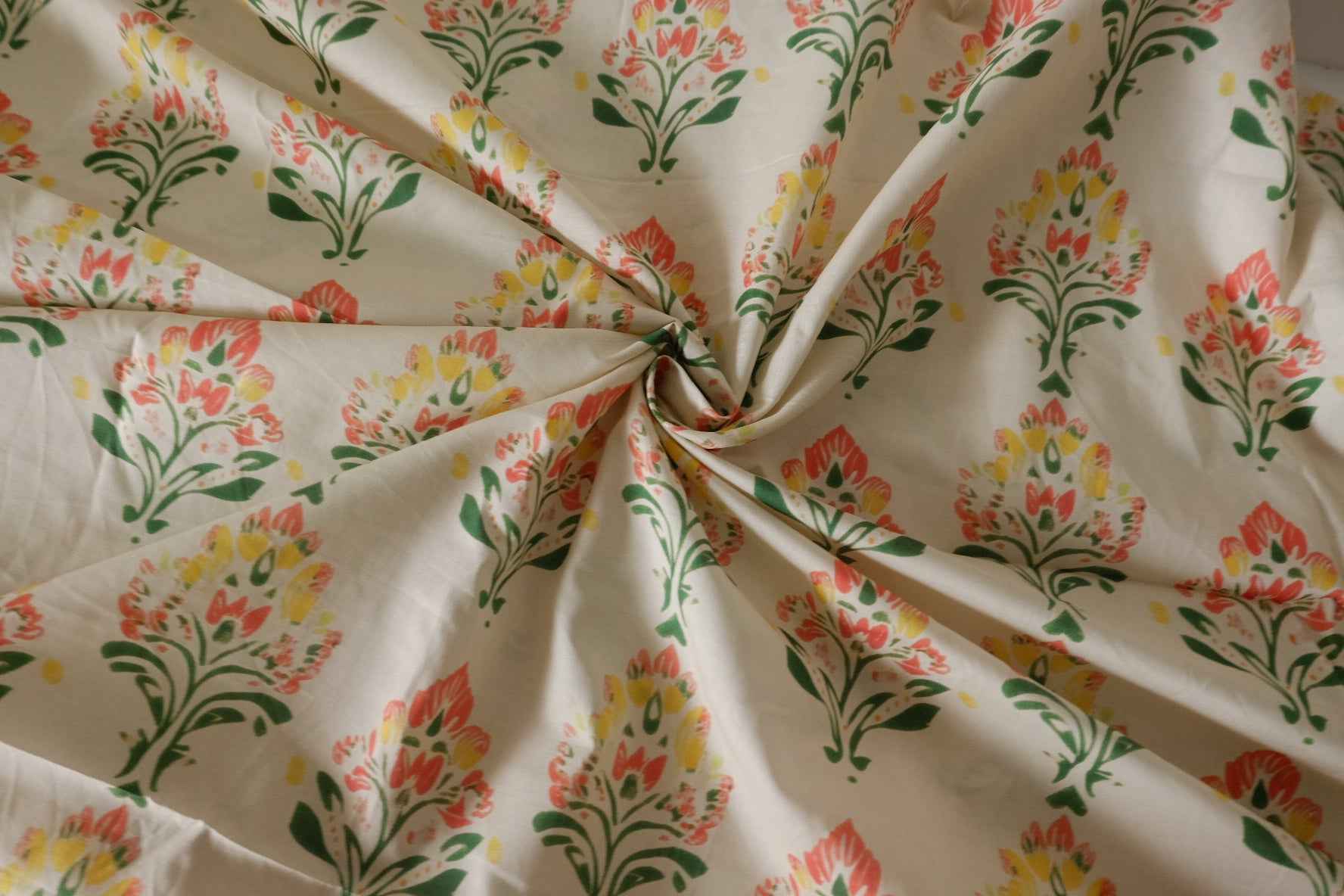 Coral Floral Cotton Poplin Fabric – 3.3 yd
