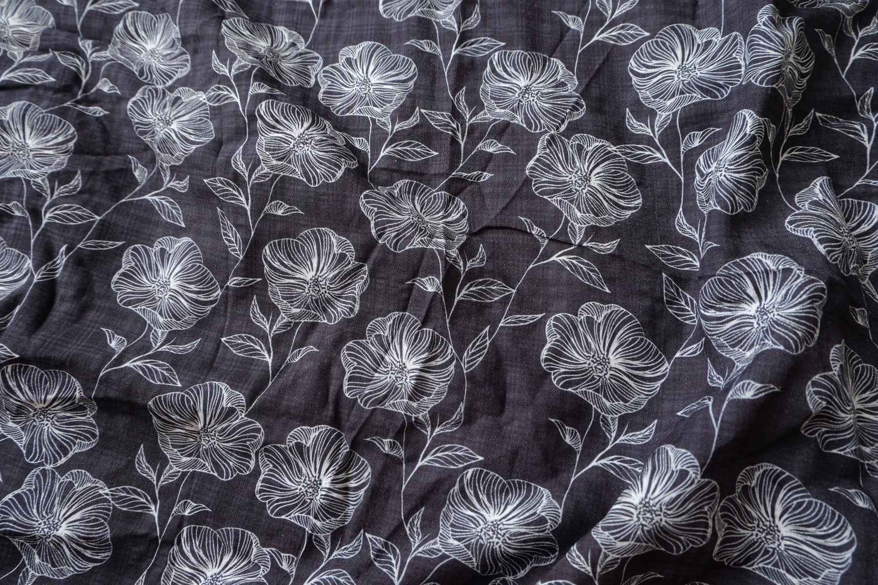 Soft Floral Linen Cotton Fabric, Lightweight Summer Blouse Weight, 1.64 Yards