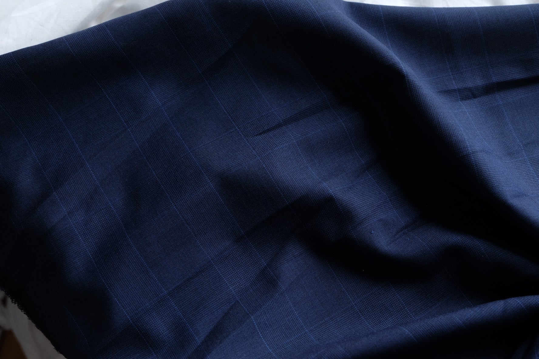 Navy Windowpane Wool Blend – 2.5 yd