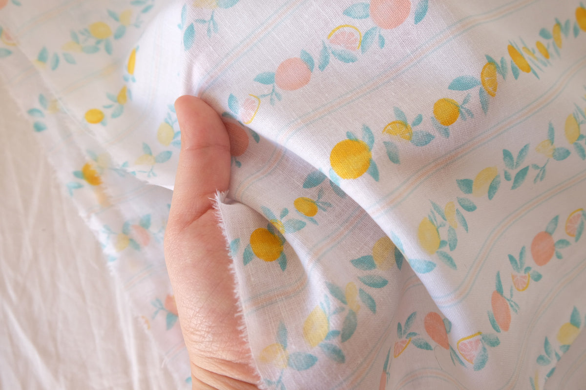 Pastel Citrus Garden Linen Cotton – 2.19 yd