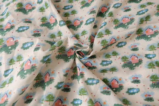 Little House Cottage Cotton Fabric for Dresses and Blouses 3.4 Yards