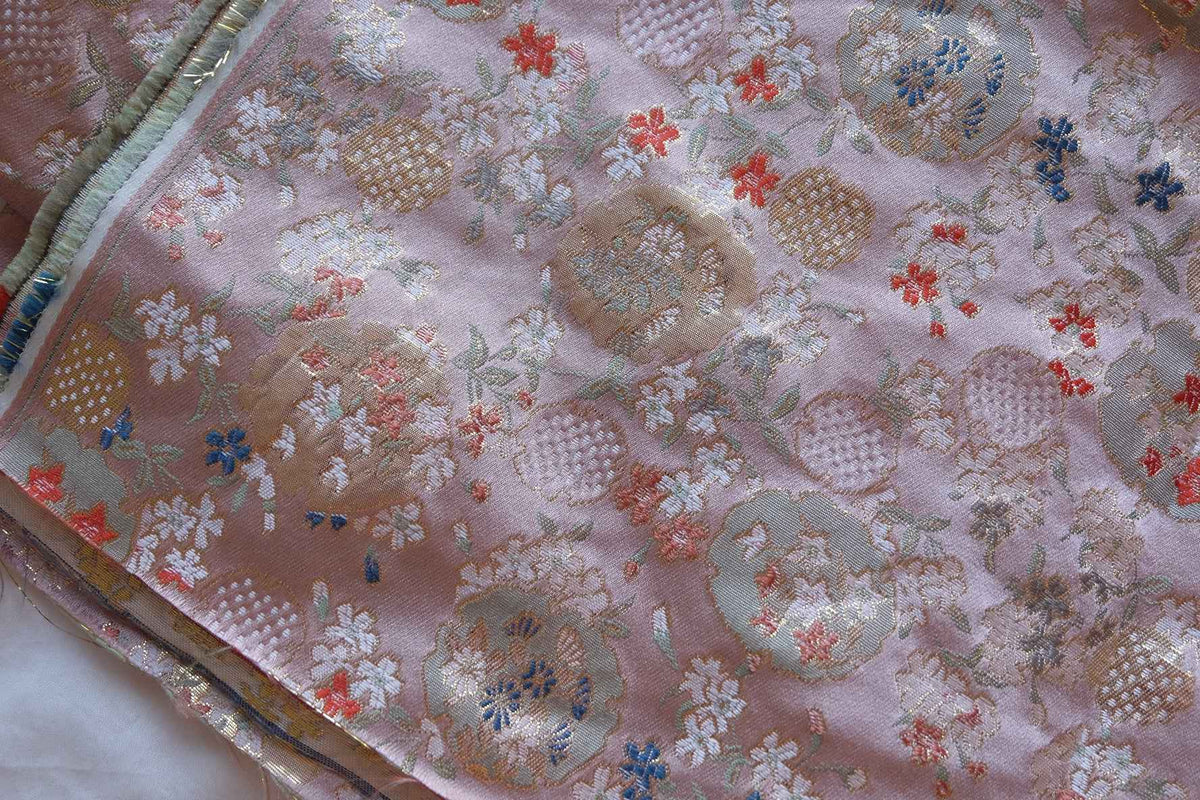 Blush Pink Floral Brocade Jacquard Fabric – 2.19 yd