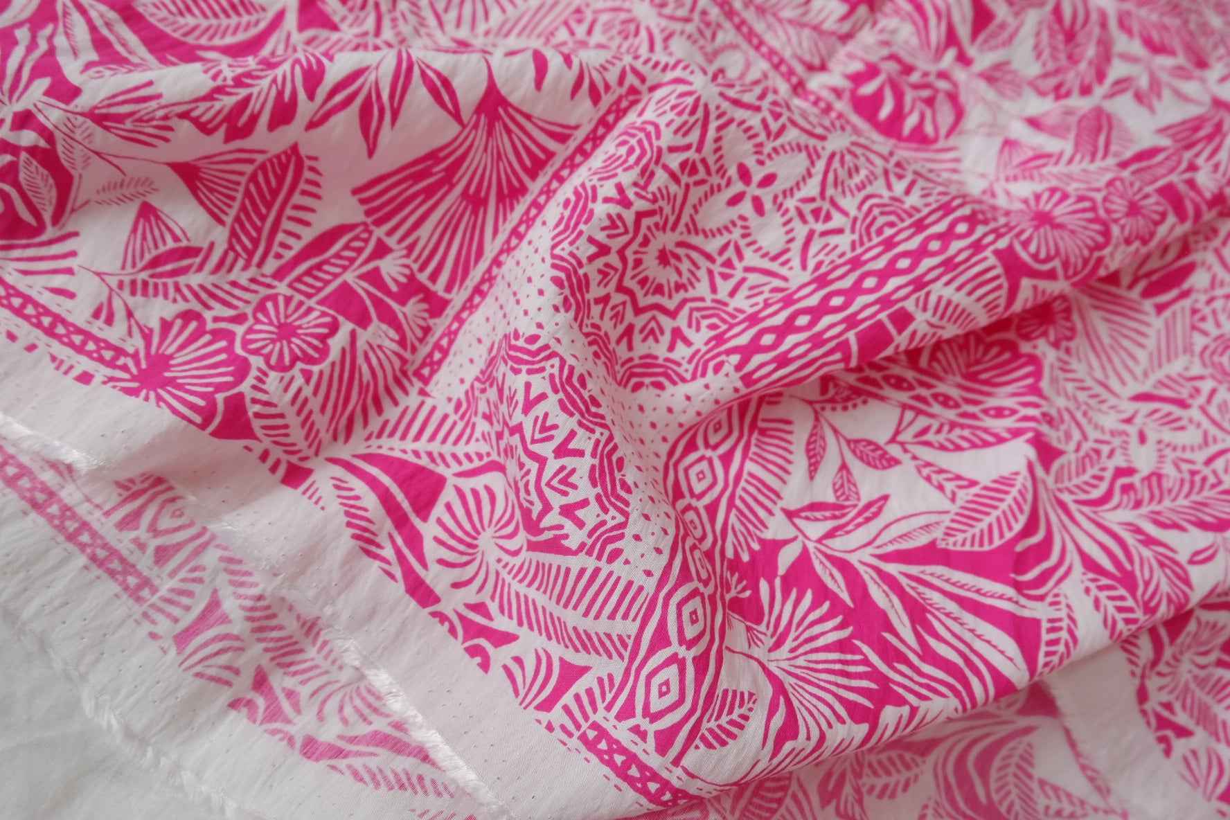 Pink Scarf-Print Tencel Fabric - 3.28 yd