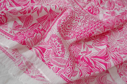 Pink Scarf-Print Tencel Fabric - 3.28 yd