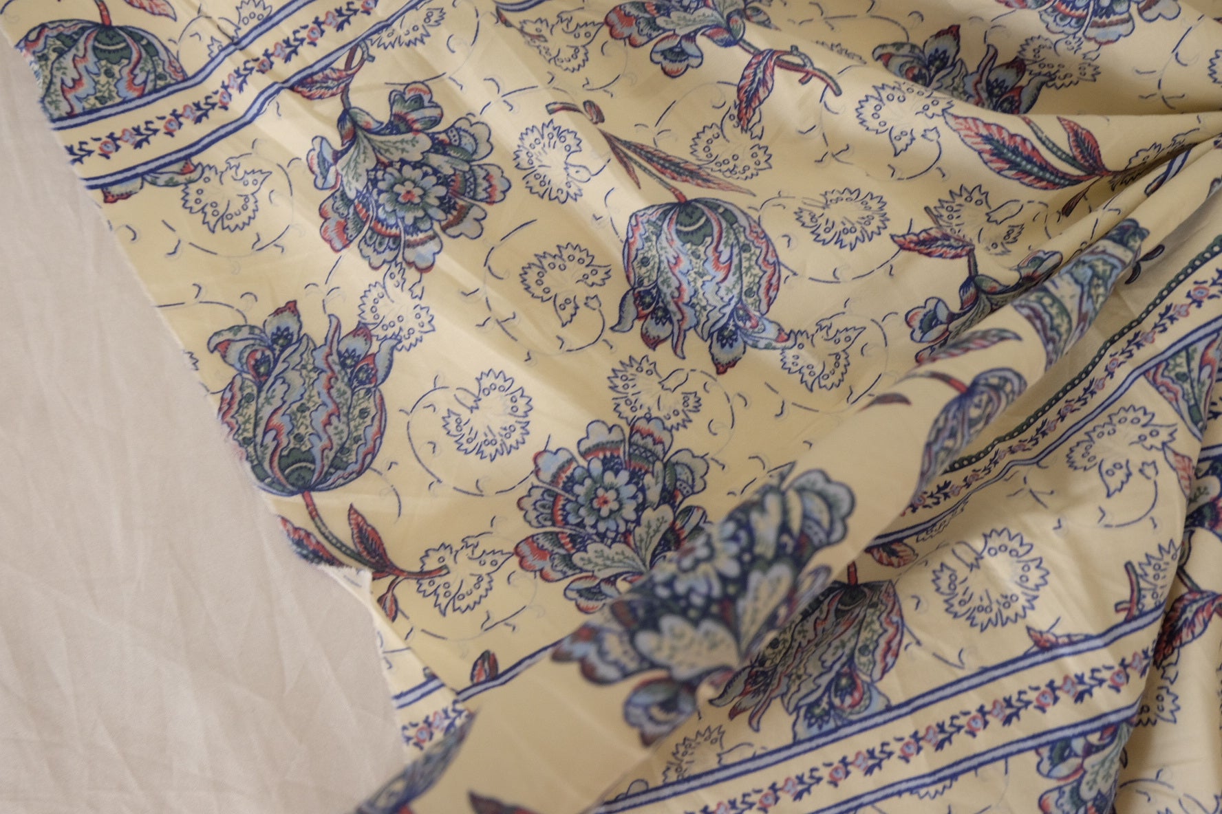 Pastel Tulip Border Cotton Poplin Fabric – 2.2 yd
