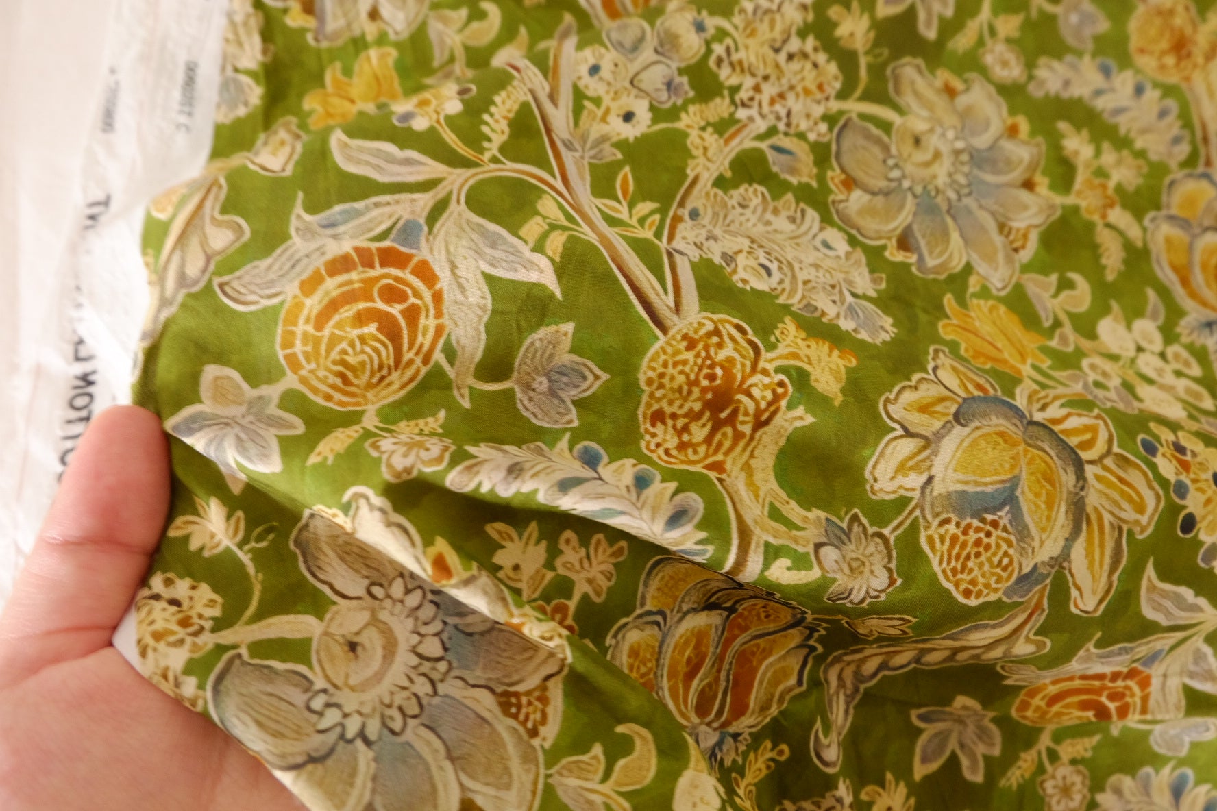 Olive Garden Floral Cotton Lawn Fabric – 1 Yard