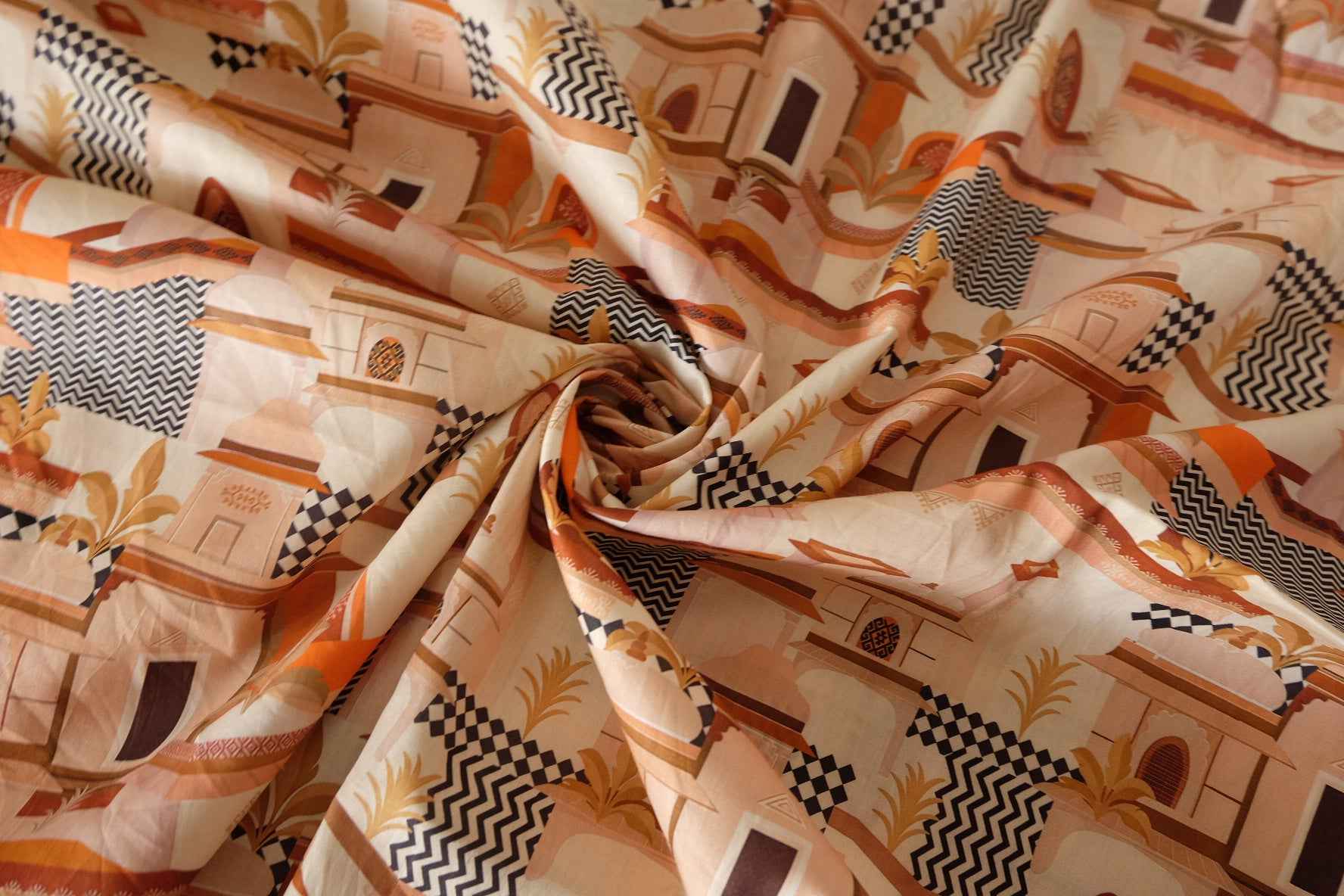 Terracotta Architecture Cotton Lawn Fabric – 1.2 yd