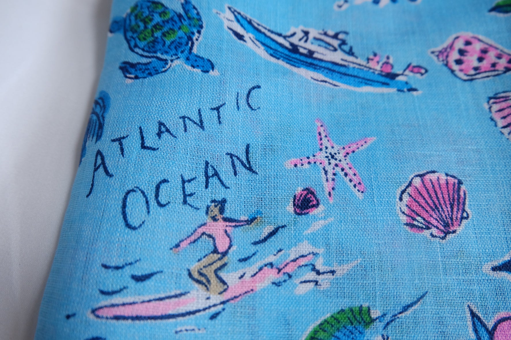 Blue Island Map Cotton-Linen Fabric - 2.19 yd