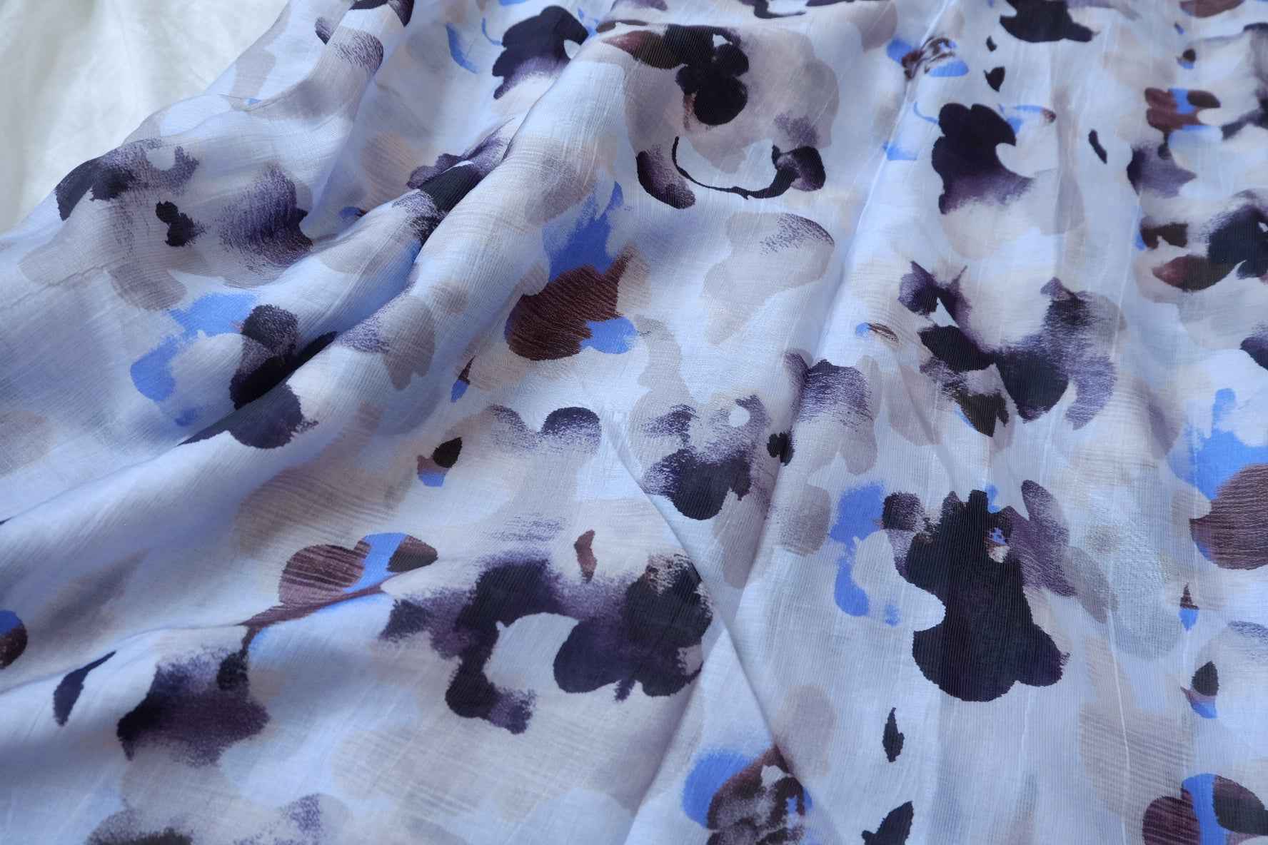 Abstract Watercolor Floral Tencel Cotton Fabric - 3.28 yd