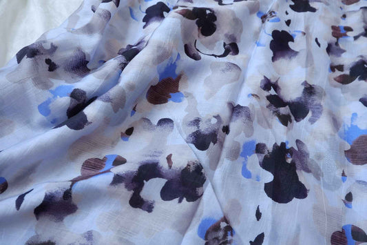 Abstract Watercolor Floral Tencel Cotton Fabric - 3.28 yd