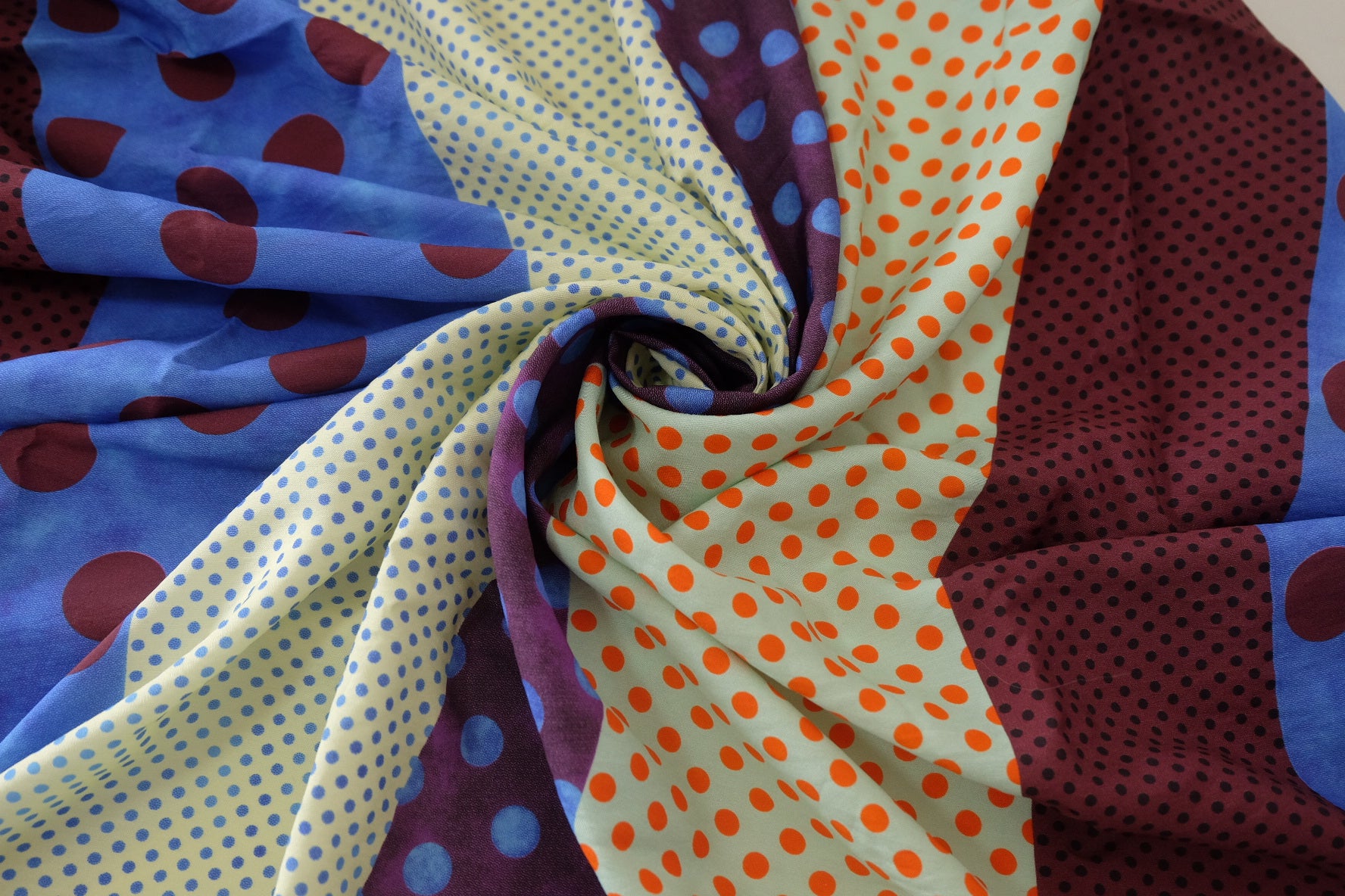 Multicolor Abstract Dot Rayon Blend Fabric – 1.6 yd