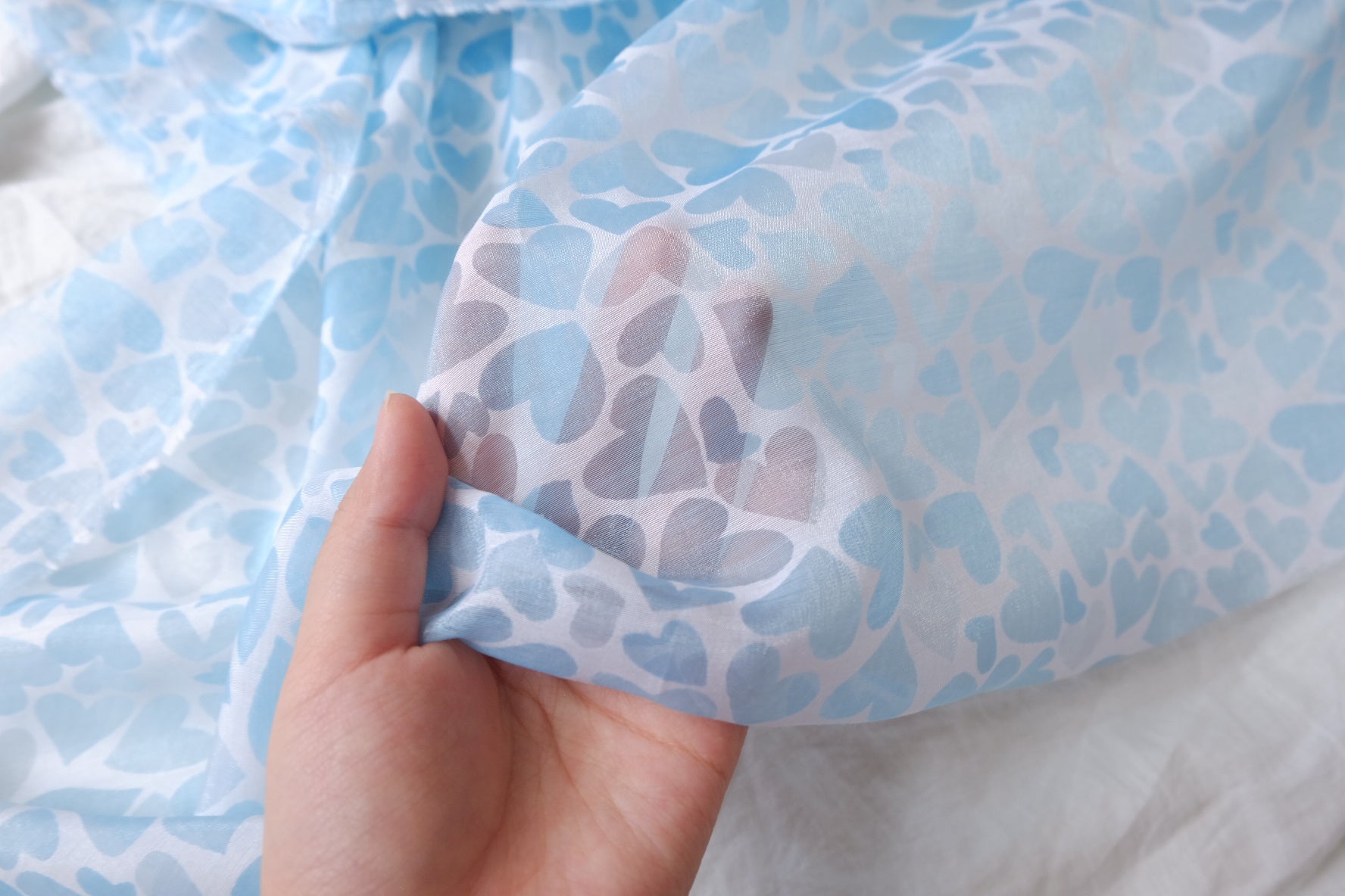 Sheer Blue Heart Tencel Fabric — 3.28 yd