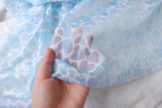 Sheer Blue Heart Tencel Fabric — 3.28 yd