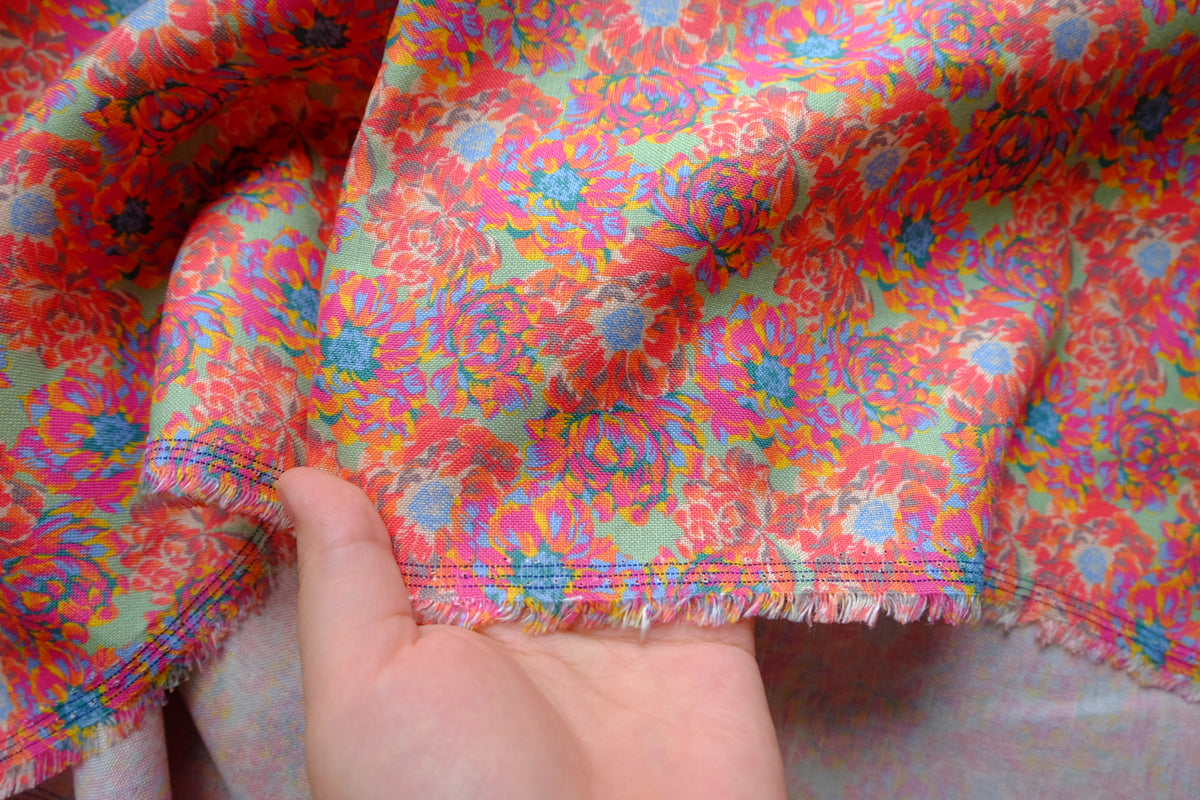 Bright Floral Viscose Linen Blend – 1.6 yd