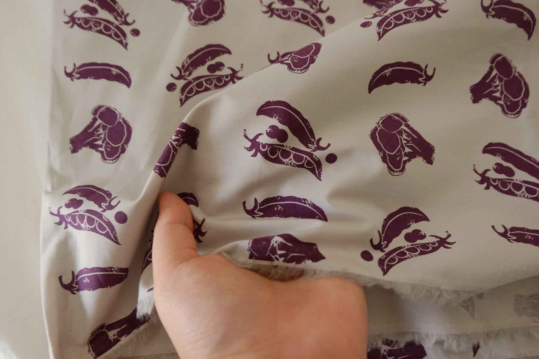 Purple Botanical Print Cotton Lawn Fabric – 2.2 yd
