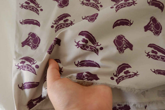 Purple Botanical Print Cotton Lawn Fabric – 2.2 yd
