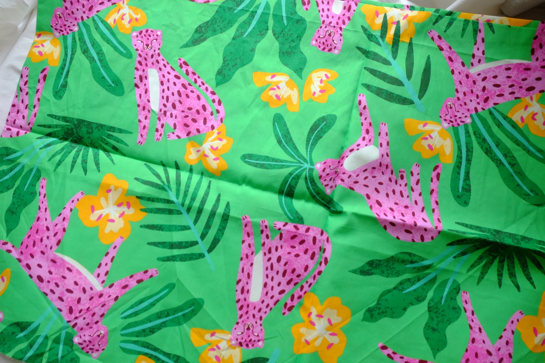 Pink Leopard Tropical Cotton Poplin – 0.9 yd